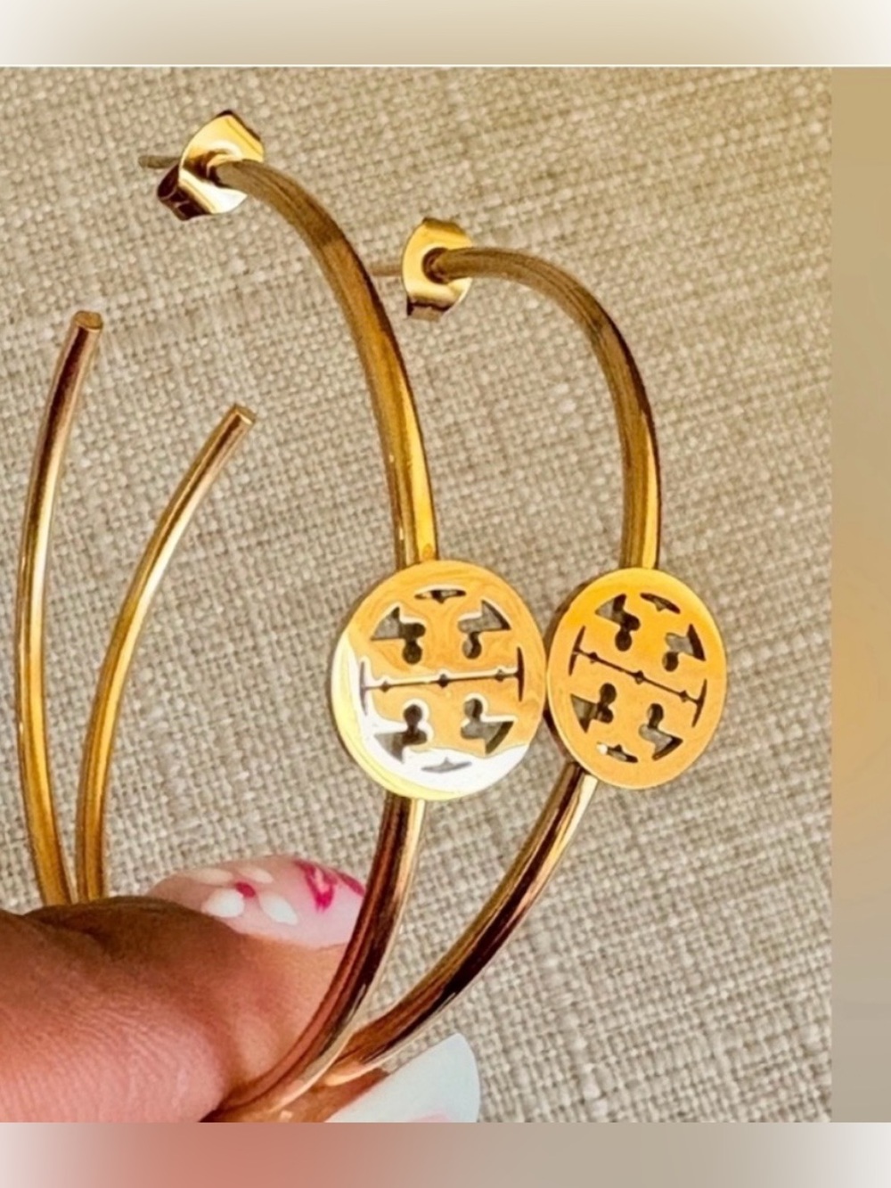 Tory Burch Gold Logo Hoop Earrings- NEW!